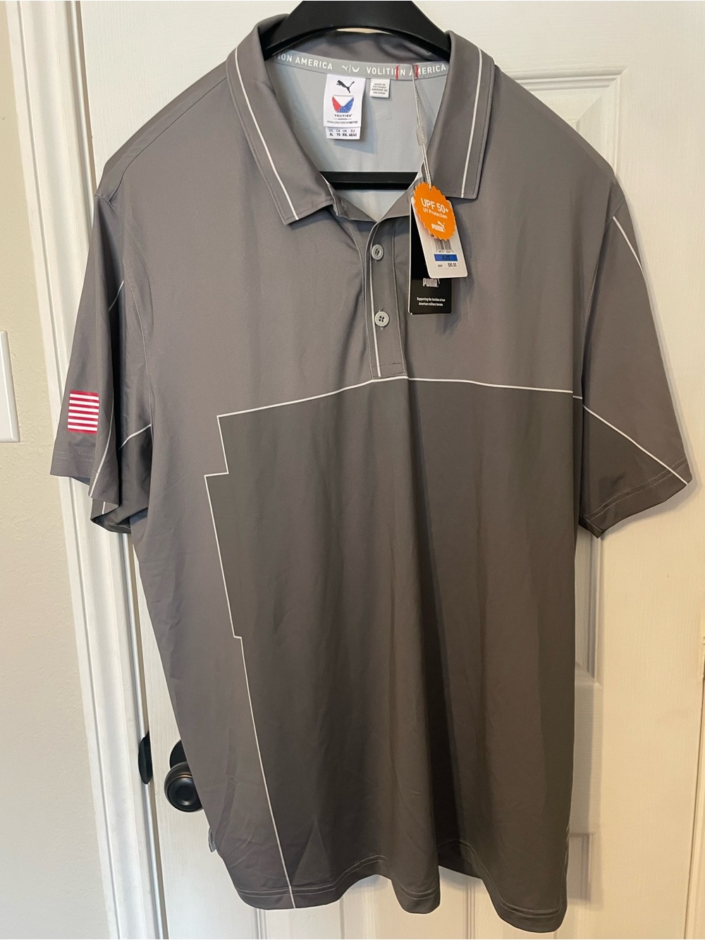 Puma Men's Gray Performance Golf Polo with Contrast Piping
